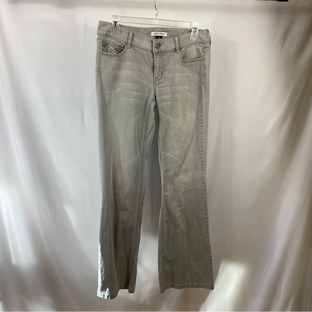 White House Black Market Women's Rhinestone Detail Flare Leg Grey Jeans Noir 6 R